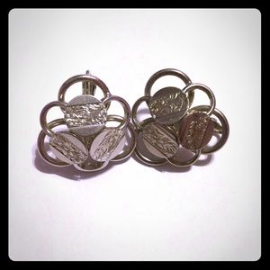 Silver Flowery Clip On Earrings